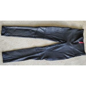SPANX faux leather moto leggings size lrg